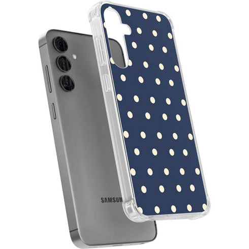 Blue and Cream Polka Dots Galaxy S24 Plus Clear Case
